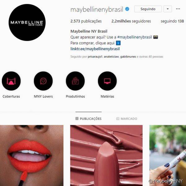O Instagram de Maybelline NY Brasil ? a melhor maneira de ficar de olho nas tend?ncias e conhecer os lan?amentos da marca (Foto: Maybelline NY)